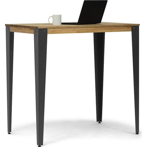 Mesa Lunds Alta 160x60x108cm Fume en madera maciza de pino acabado vintage estilo industrial Box Furniture