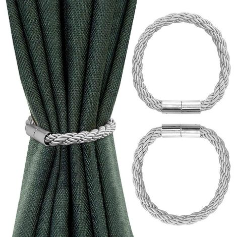 Lot de 2 embrasses de rideaux avec boucle de rideau pour hôte de bureau à domicile (argent)-Fei Yu (1/5)