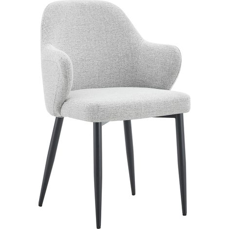 CHICFURN 2 sillas de comedor 83 cm en tejido gris claro y metal negro, respaldo envolvente (1/5)