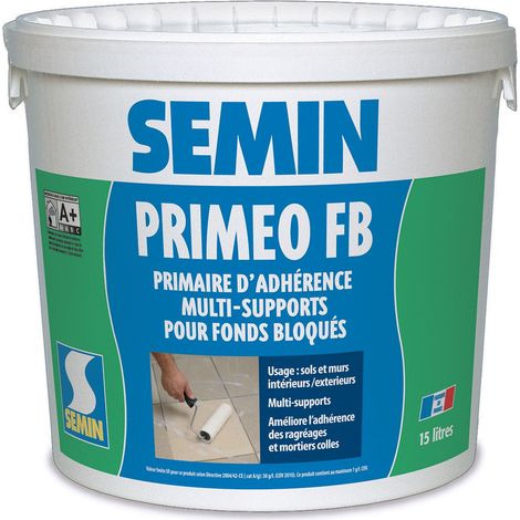 Semin – Primaire d'adhérence pour murs – Bidon 15 L – Multi-supports : bois, plâtre, métal – Application intérieure et extérieure