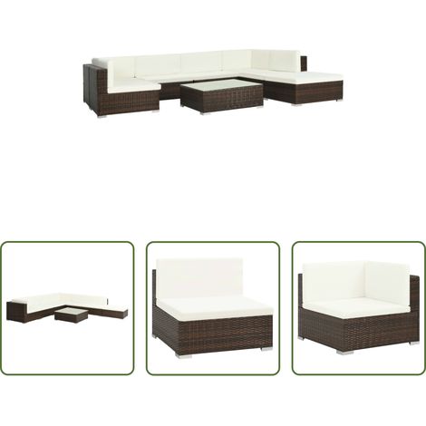 vidaXL Rattan Sofa - 8-tlg. Garten-Lounge-Set mit Auflagen Poly Rattan Braun (1/5)