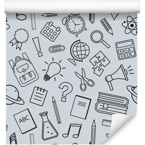Carta da parati Materiale scolastico Grigio chiaro e grigio 50x1000 cm (1/5)