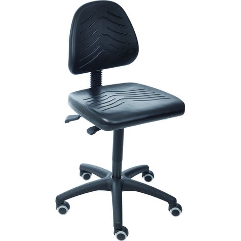 STIER Arbeitsstuhl mit Rollen ohne Armlehnen Sitzhöhe 460-650mm PU Schwarz