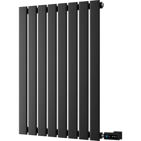 Typhoon - Black Horizontal Electric Radiator H800mm x W544mm Single Panel 500w Thermostatic WIFI - Feet Included (1/2)