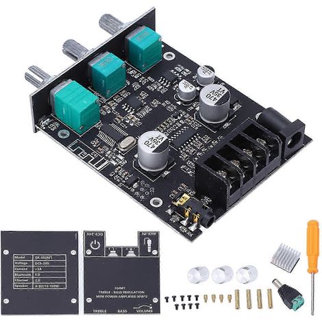 Amplificateur Bluetooth 2.0 Stéréo 50W+50W Module HIFI Numérique avec Ajustement des Graves et Aigus, Carte de Puissance Audio pour Enceintes DIY (1/5)