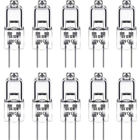 Ampoule Halogene G4, Ampoule G4 12V 10W, blanc chaud 3000K, 150LM, Intensité Variable, LampeHalogene G4, Lampe à Capsule Transparente, paquet de 10