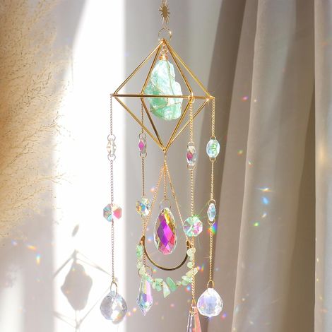 Attrape-Soleils en Cristal,Pendentif Prisme Attrape-Soleil en Cristal Coloré,Suncatcher Pendentif,Soleil Cristal Décoration,Cristal Ornement Capteur,Fabricant Arc-en-Ciel Suspendu pour Fenêtre Jardin
