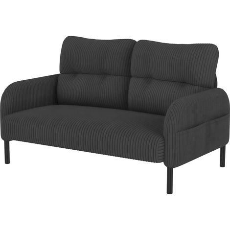 Conjunto de sofá de 3 piezas de terciopelo cord gris con sillón, puf y sofá de 2 plazas (1/5)