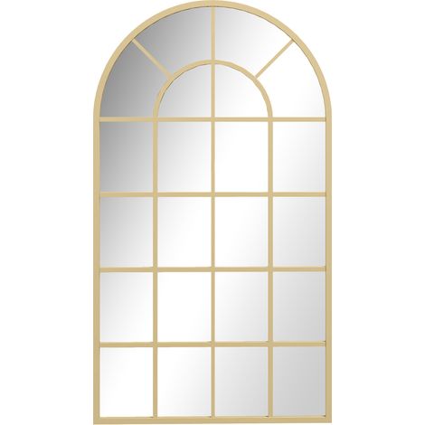 Miroir mural, miroir de penderie, 110 x 62 cm, miroir décoratif à suspendre avec cadre en métal doré pour chambre et salon (1/5)