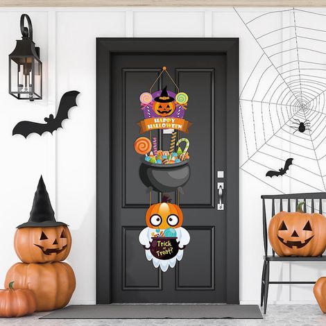 dcorations De Porte Suspendues Pour Halloween - Modle De Citrouille Fantme, Dcorations D'halloween, Couronne De Porte D'entre De Fte D'halloween, (1/3)