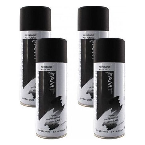 Lot de 4 bombes de peinture - noir mat - Amt