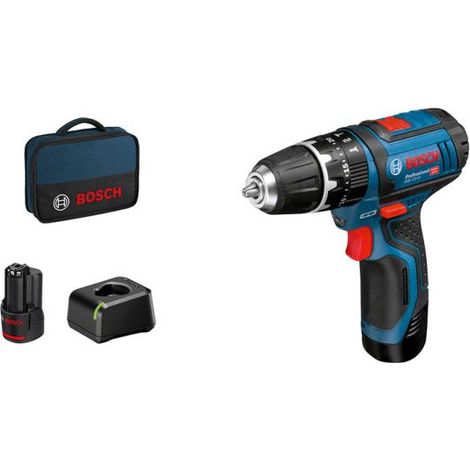 Perceuse a percussion Bosch Professional GSB 12V-15 + 2 batteries 2,0Ah + Chargeur AL 12V-20 - 06019B690H