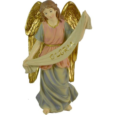 Angelo per presepe e puntale albero in poliresina h 15 cm decorazione natalizia