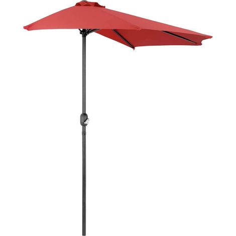 Mezza Luna - Ombrellone a mezza luna con palo centrale da Ø38 mm e telo in poliestere da 180gr/mq con airvent. Ombrellone da balcone o terrazzo rosso L300xP150xH250 cm