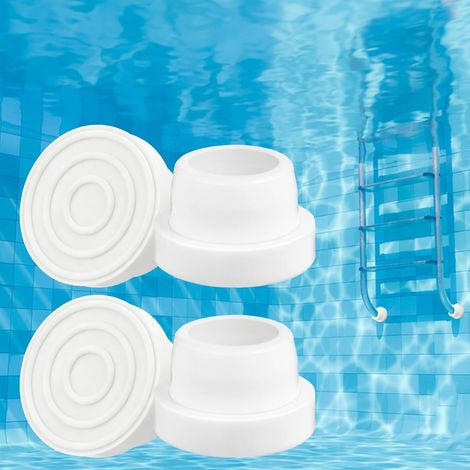 Set di 4 paracolpi in gomma per piscina, protezioni per scaletta da piscina, tappi di ricambio in gomma, accessori per scaletta da piscina, colore bianco (1/5)