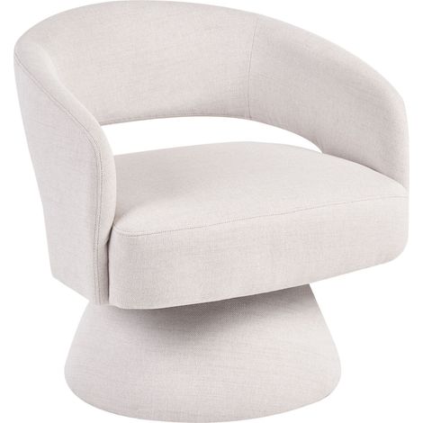 Armchair Off-White Fabric Fully Upholstered Swivel 360° Scandinavian Style Living Room EIDAL