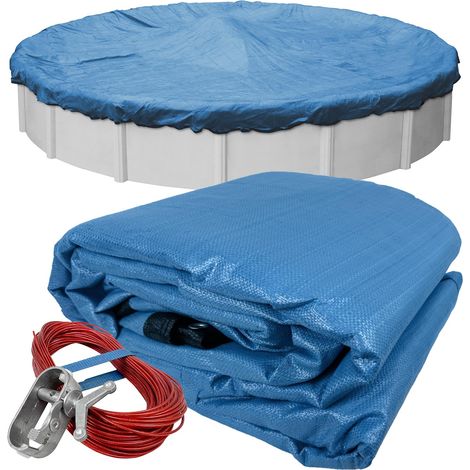 Bâche Hors-Sol Ronde en Maille pour Piscine, 4,6 m, Bleu (1/5)