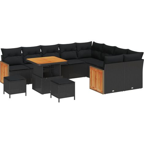 Maison Exclusive - Set Divano da Giardino 12 pz 12-Numero di posti Nero (1/5)