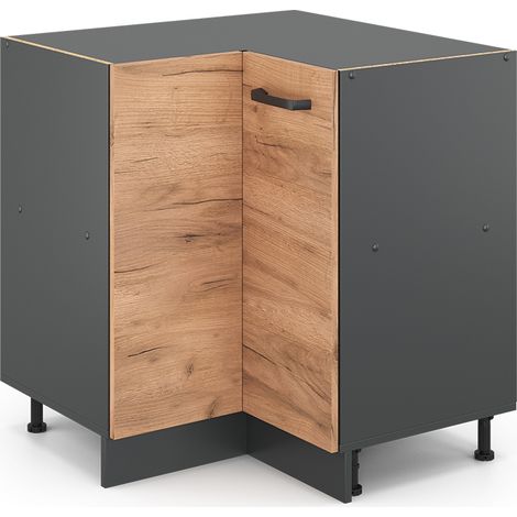 Meuble d'angle R-Line, Chêne de force doré, 75.6 cm sans plan de travail, Vicco