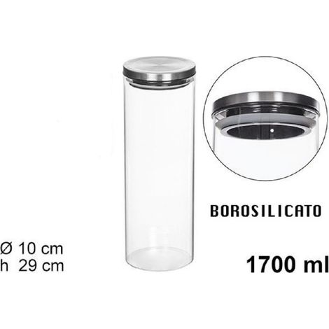 TrAdE Shop Traesio - Barattolo 1700ml Sottovuoto Alimenti In Vetro Trasparente Cereali Snack Cucina - (1/5)