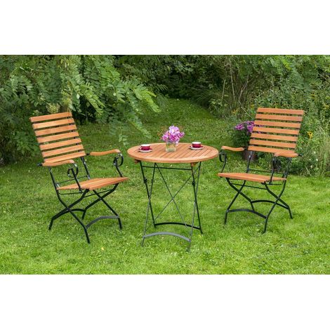 Schlossgarten Set 3tlg 2 Sessel Tisch Ø 70cm