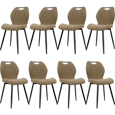 Lewe – Lot de 8 chaises de salle à manger – Dossier en tissu pelucheux – Pieds métalliques antidérapants – Style scandinave – Confort ergonomique (1/5)