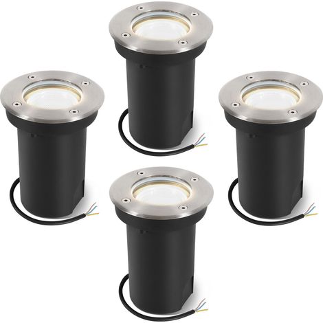 Randaco 4x 3W Bodenleuchte Schwenkbar IP65 Außen LED Bodeneinbaustrahler Bodenstrahler Bodenlampe Neutralweiß - Silber Gehäuse