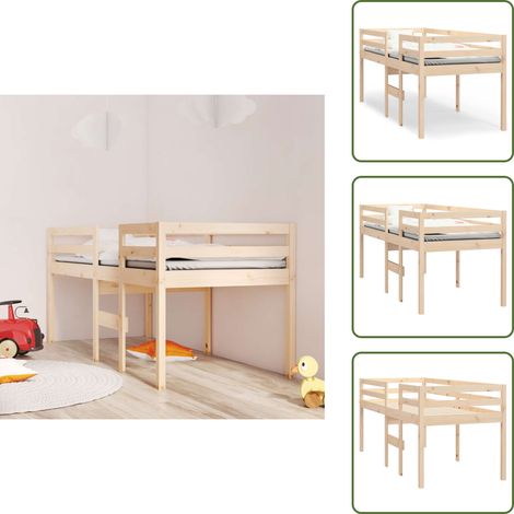 The Living Store Cama alta madera maciza pino 80x200 cm - Madera maciza