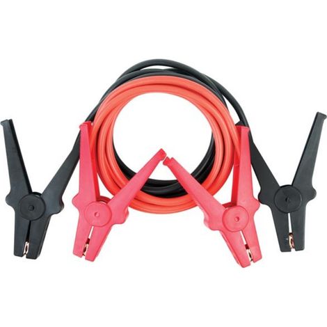 Perel Câbles de démarrage voiture 16 mm² 220A 3 m, 12V 24V kit de secours pour moteurs essence jusqu’à 2500 cc, pinces isolées, certifié TÜV GS DIN, avec sac (1/3)