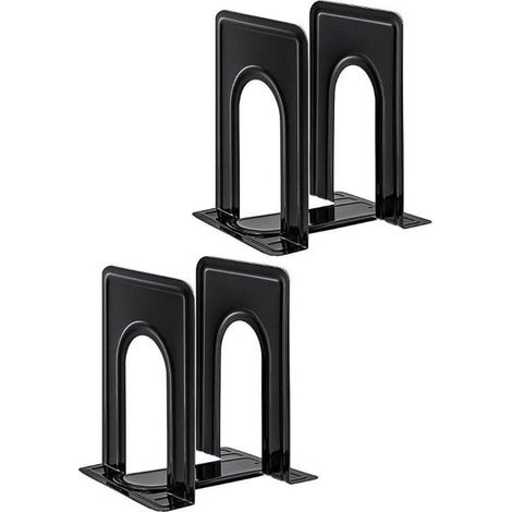 Serre-livres en métal pour étagères, 4 pièces, noirs, antidérapants, robustes, pour étagères, bureau, maison, 17 x 14,8 x 12,6 cm (1/5)