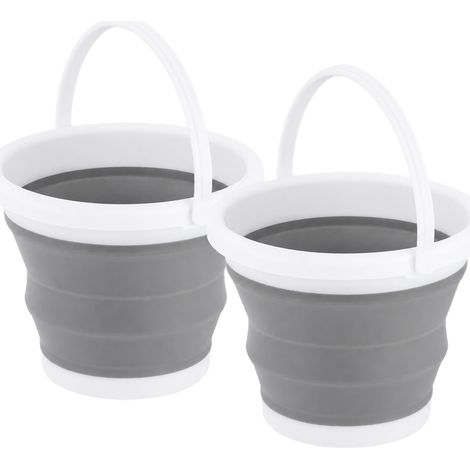 Folding Bucket, Gray, 5L Capacity, 2-Pack (1/5)