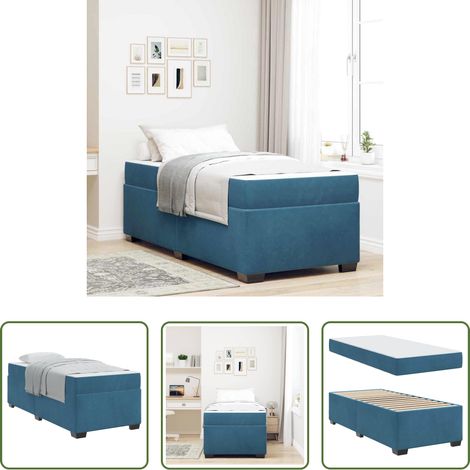 Matelas à ressorts ensachés - Cadre de lit avec matelas Bleu 80 x 200 cm tissu (1/5)