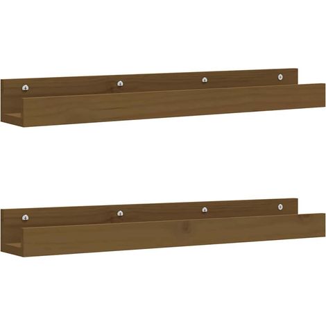 Maison Exclusive - Wandregale 2 Stk. Honigbraun 80x12x9 cm Massiv (1/5)
