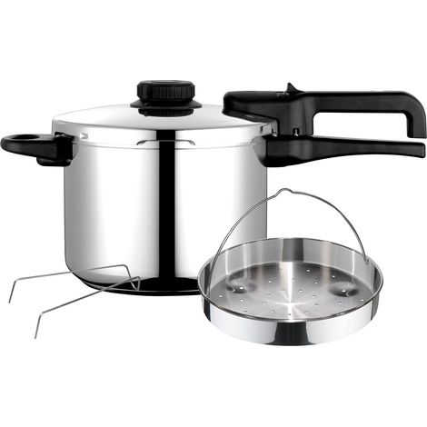 FAGOR DUAL Xpress 6 Olla a Presión 6 Litros, Inducción, Express Super Rápida, Acero Inoxidable 18/10, Todas Cocinas  Plata