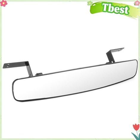 Convexe Rétroviseur Grand Angle Vue Panoramique Incassable En Verre Trempé Support Réglable pour EZGO Noir 16.5x3.2in (1/4)