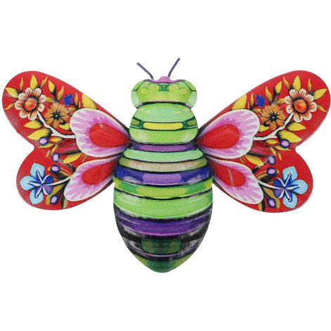 Pendentif abeille couleur fer, décoration murale abeille en métal, statue d'abeille-19.00X13.00X0.50CM-Red (1/4)