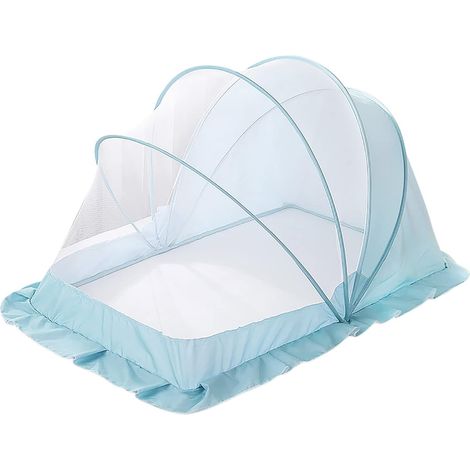 Moustiquaire pour Bébé,Moustiquaire sans Fond pour Lit de Bébé pour Bébé de 0 à 5 Ans,Filet de Lit Pliante Portable pour Nouveau-né Convient à Familiale et Aux Voyages 115CMX60CMX65CM(Bleu) (1/5)