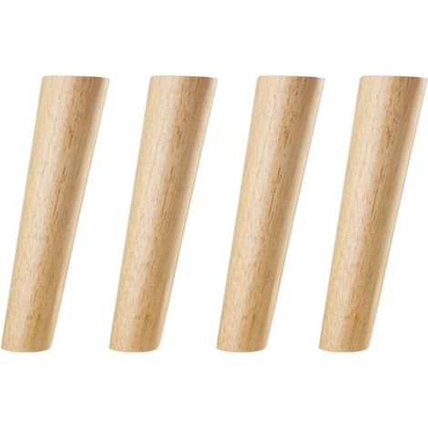 Pieds de meubles en bois de 25 cm, couleur bois, biseautés et fuselés, robustes, pour canapé, avec vis et patins en feutre (1/5)
