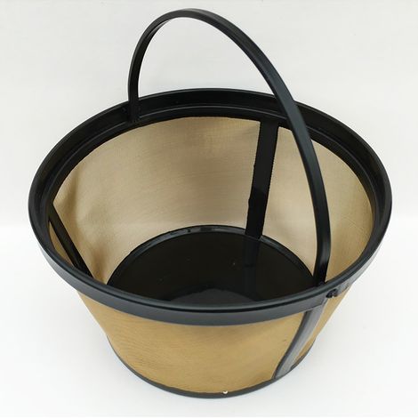 Ortviai Filtre à café en acier inoxydable 304 réutilisable pour machine à café, forme conique dorée, lot de 2 (1/4)
