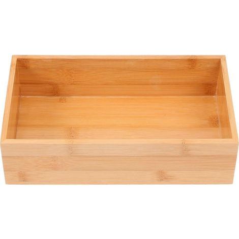 Boîte de rangement raffinée en bambou et bois pour bureau (kaki)-24.00X14.00X6.00CM-Khaki (1/2)