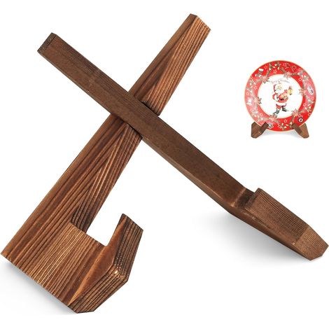 Support Assiette en Bois, 22,3 cm Décoratif, Porte et Présentoir pour Livres, Plateaux, Plats, Cadres Photo, 8.78 Pouces (1/5)