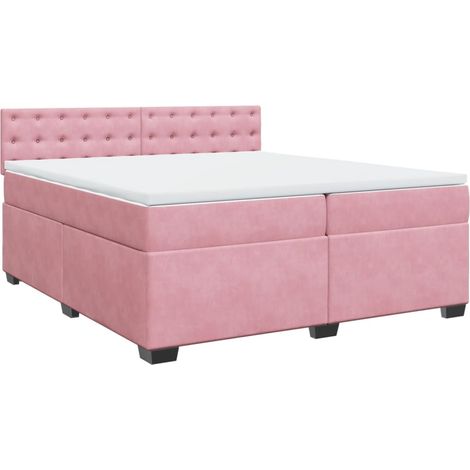 Maison Exclusive - Cama box spring con colchón terciopelo rosa 20