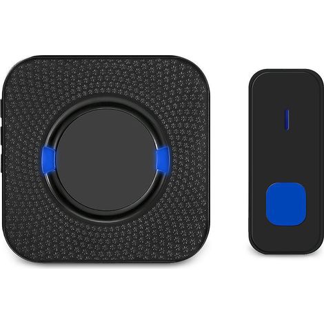 sonnette Sans Fil Exterieur Etanche, Wireless Brancher Pour La Maison, Kit De Carillon Avec Clignotant Led Bleu, 300m Gamme, 55 Mlodies, 5 Niveau (1/5)