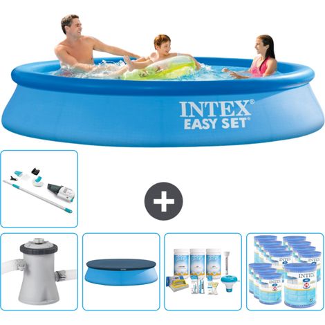 Intex runder aufblasbarer Easy Set-Schwimmpool – 305 x 61 cm – Blau – Inklusive Zubehör CB19