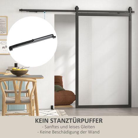 Schiebetürset, geräuscharm und leichtgängig, für Holz- und Betonwände, 244 cm, Stahl, schwarz. (1/5)