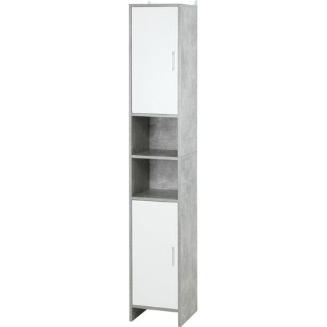 Optimiser les Petits Espaces : Meuble Colonne Salle de Bain avec 2 Placards à Étagère Réglable et 2 Niches Ouvertes (1/5)