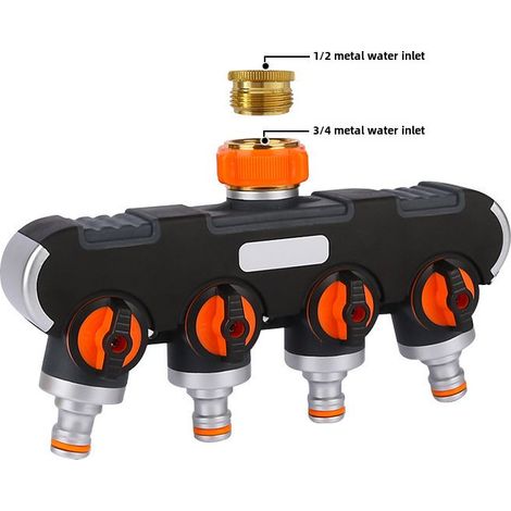 Vanne dérivation 4 voies euro avec régulateur et raccord conversion métallique, irrigation (1/5)