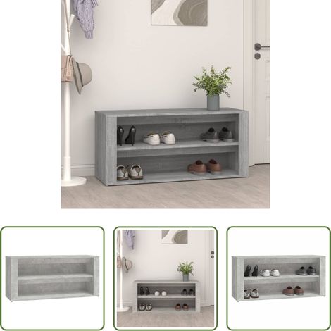 vidaXL Schuhregal Wohnzimmer - Schuhregal Betongrau 100x35x45 cm Holzwerkstoff (1/5)