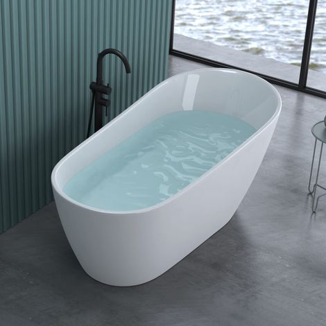 doporro Freistehende Design-Badewanne oval Vicenza528OA 170x80x72cm inkl. Ablaufgarnitur und Überlauf aus Acryl in Weiß und DIN-Anschlüssen (1/5)