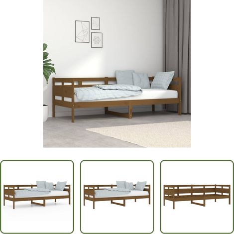 vidaXL Lit d'invité - Lit de jour sans matelas marron miel bois pin massif 80x200 cm (1/5)